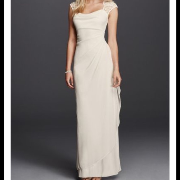 David's Bridal Wedding Dress w/Cap Sleeves. Size 12. Brand new. No alterations. - Picture 2 of 10